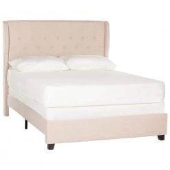 Blanchett Off-White/Beige Full Upholstered Bed by SAFAVIEH 12 Blanchett Off-White/Beige Full Upholstered Bed by SAFAVIEH -Safavieh Sales Store light beige safavieh panel beds fox6213a f c3 1000