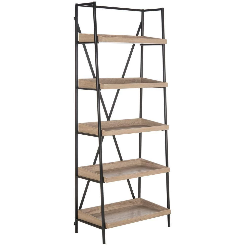 Joel 63 in. Brown/Black Metal 5-shelf Bookcase by SAFAVIEH 11 Joel 63 in. Brown/Black Metal 5-shelf Bookcase by SAFAVIEH - Image 9