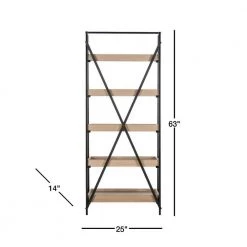 Joel 63 in. Brown/Black Metal 5-shelf Bookcase by SAFAVIEH 13 Joel 63 in. Brown/Black Metal 5-shelf Bookcase by SAFAVIEH -Safavieh Sales Store light brown black safavieh bookcases bookshelves fox4272a 40 1000