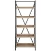 Joel 63 in. Brown/Black Metal 5-shelf Bookcase by SAFAVIEH