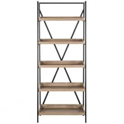 Joel 63 in. Brown/Black Metal 5-shelf Bookcase by SAFAVIEH