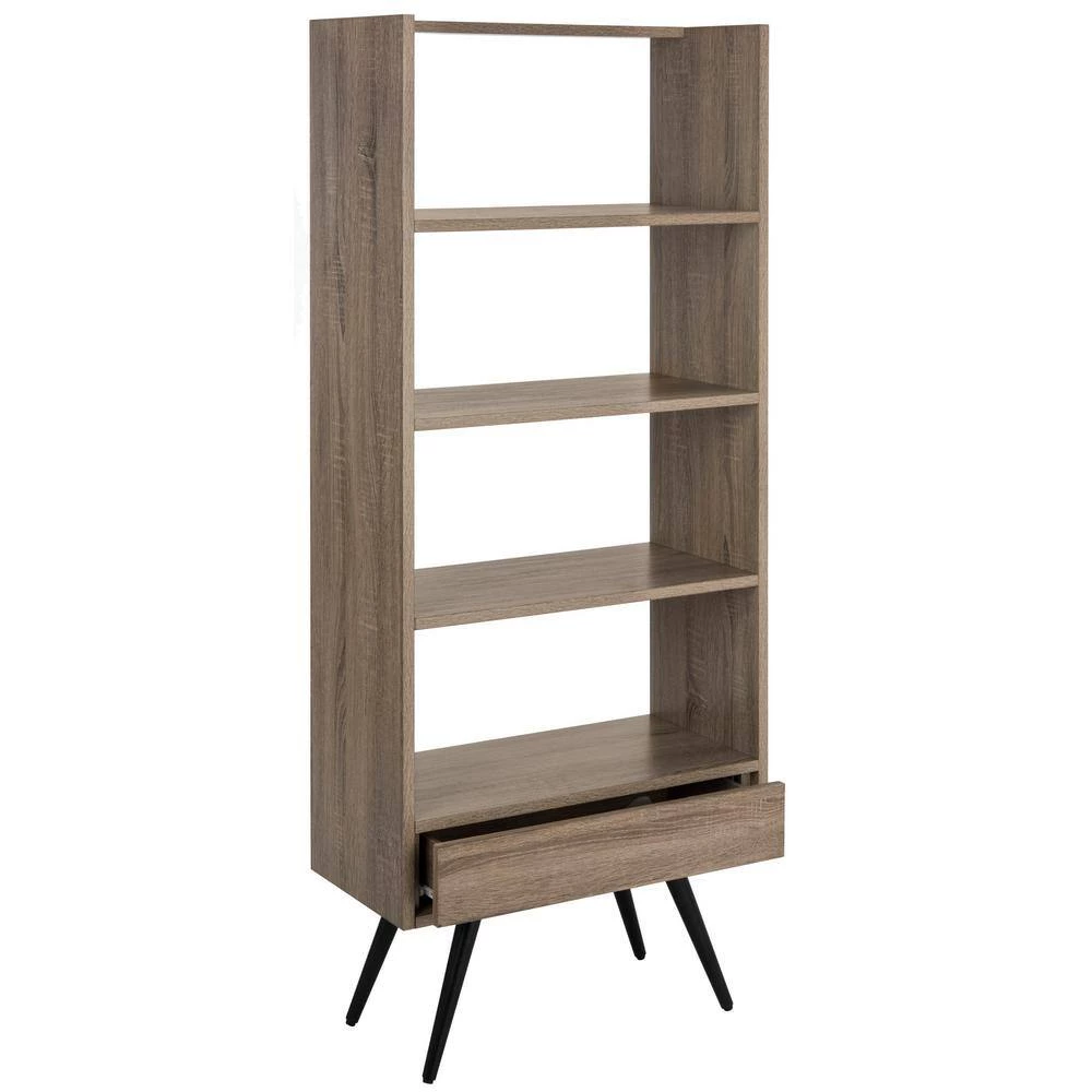 Terrence 63 in. Brown/Black Wood 4-shelf Bookcase by SAFAVIEH 9 Terrence 63 in. Brown/Black Wood 4-shelf Bookcase by SAFAVIEH - Image 7