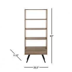 Terrence 63 in. Brown/Black Wood 4-shelf Bookcase by SAFAVIEH 11 Terrence 63 in. Brown/Black Wood 4-shelf Bookcase by SAFAVIEH -Safavieh Sales Store light brown black safavieh bookcases bookshelves fox4277a 40 1000