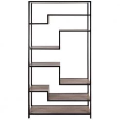 Joanna 61.8 in. Brown/Black Metal 5-shelf Bookcase by SAFAVIEH
