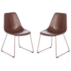 Dorian Dark Brown Leather Dining Chair (Set of 2) by SAFAVIEH