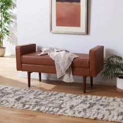 Henri Light Brown/Walnut 25 in. H x 49 in. W x 18 in. D Upholstered Bench by SAFAVIEH 17 Henri Light Brown/Walnut 25 in. H x 49 in. W x 18 in. D Upholstered Bench by SAFAVIEH -Safavieh Sales Store light brown walnut safavieh bedroom benches bch6303d 31 1000