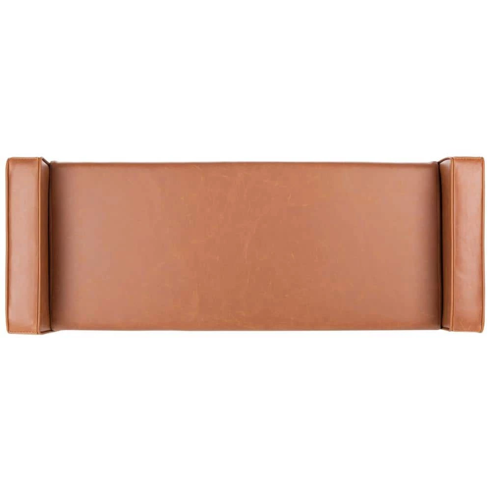 Henri Light Brown/Walnut 25 in. H x 49 in. W x 18 in. D Upholstered Bench by SAFAVIEH 6 Henri Light Brown/Walnut 25 in. H x 49 in. W x 18 in. D Upholstered Bench by SAFAVIEH - Image 4