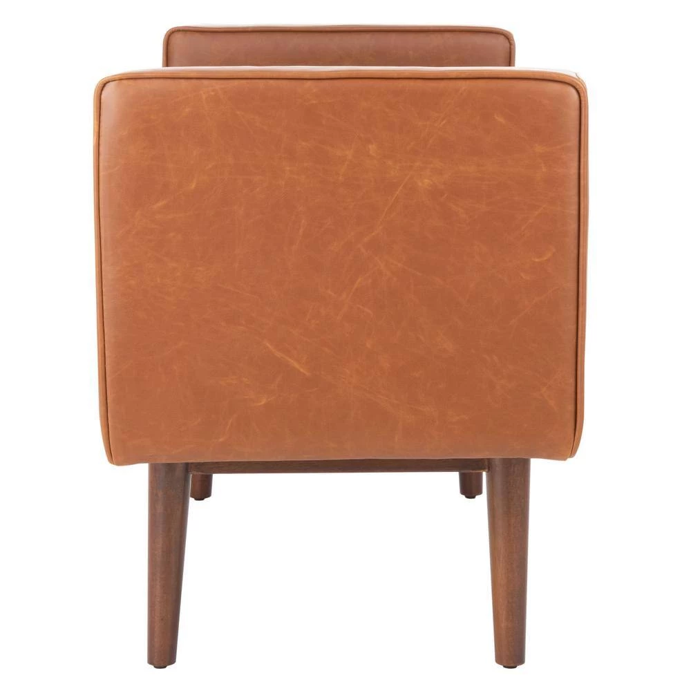 Henri Light Brown/Walnut 25 in. H x 49 in. W x 18 in. D Upholstered Bench by SAFAVIEH 5 Henri Light Brown/Walnut 25 in. H x 49 in. W x 18 in. D Upholstered Bench by SAFAVIEH - Image 3