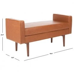 Henri Light Brown/Walnut 25 in. H x 49 in. W x 18 in. D Upholstered Bench by SAFAVIEH 16 Henri Light Brown/Walnut 25 in. H x 49 in. W x 18 in. D Upholstered Bench by SAFAVIEH -Safavieh Sales Store light brown walnut safavieh bedroom benches bch6303d fa 1000
