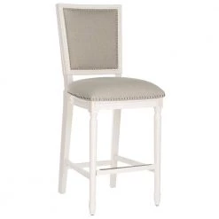 Buchanan 30 in. Light Gray and Cream Bar Stool (Set of 2) by SAFAVIEH -Safavieh Sales Store light gray cream distressed white safavieh bar stools fox6246a set2 31 1000