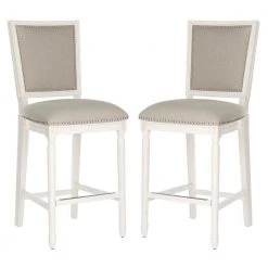 Buchanan 30 in. Light Gray and Cream Bar Stool (Set of 2) by SAFAVIEH