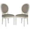 Holloway Light Gray/Cream 19 in. H French Brasserie Linen Oval Side Chair with Silver Nail Heads by SAFAVIEH -Safavieh Sales Store light gray cream safavieh dining chairs fox6228d set2 64 1000
