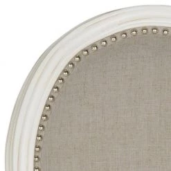 Holloway Light Gray/Cream 19 in. H French Brasserie Linen Oval Side Chair with Silver Nail Heads by SAFAVIEH -Safavieh Sales Store light gray cream safavieh dining chairs fox6228d set2 76 1000