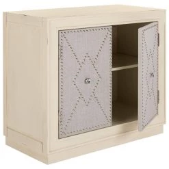 Erin 2-Door Gray/Beige Nightstand Chest by SAFAVIEH -Safavieh Sales Store light gray linen nickel safavieh accent cabinets chs6408b 77 1000