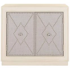 Erin 2-Door Gray/Beige Nightstand Chest by SAFAVIEH -Safavieh Sales Store light gray linen nickel safavieh accent cabinets chs6408b c3 1000
