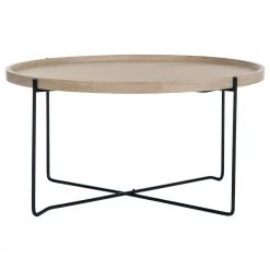 Auden Light Oak and Black Side Table by SAFAVIEH