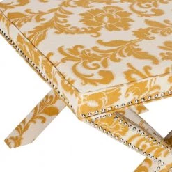 Palmer Yellow/Beige Accent Ottoman by SAFAVIEH -Safavieh Sales Store maize beige safavieh ottomans mcr4589m 1f 1000