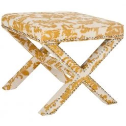 Palmer Yellow/Beige Accent Ottoman by SAFAVIEH -Safavieh Sales Store maize beige safavieh ottomans mcr4589m 31 1000