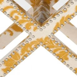 Palmer Yellow/Beige Accent Ottoman by SAFAVIEH -Safavieh Sales Store maize beige safavieh ottomans mcr4589m 44 1000