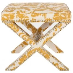 Palmer Yellow/Beige Accent Ottoman by SAFAVIEH
