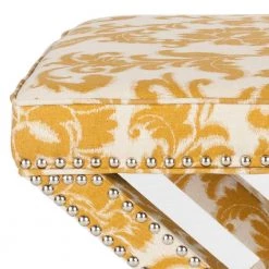 Palmer Yellow/Beige Accent Ottoman by SAFAVIEH -Safavieh Sales Store maize beige safavieh ottomans mcr4589m c3 1000