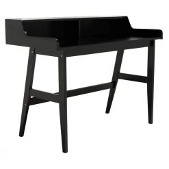 Wrigley 47.2 in. Black Wood Writing Desk by SAFAVIEH -Safavieh Sales Store matte black safavieh writing desks dsk1400b 31 1000