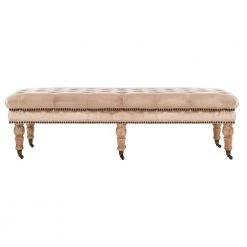 Barney Brown/Gold Upholstered Entryway Bench by SAFAVIEH