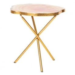 Giselle Orange/Gold Side Table by SAFAVIEH