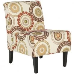 Marka Beige/Brown Armless Club Chair by SAFAVIEH -Safavieh Sales Store multi print safavieh accent chairs mcr1004a 31 1000