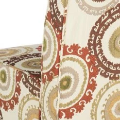 Marka Beige/Brown Armless Club Chair by SAFAVIEH -Safavieh Sales Store multi print safavieh accent chairs mcr1004a 4f 1000