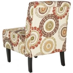 Marka Beige/Brown Armless Club Chair by SAFAVIEH -Safavieh Sales Store multi print safavieh accent chairs mcr1004a c3 1000