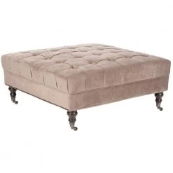 Clark Beige Accent Ottoman by SAFAVIEH -Safavieh Sales Store mushroom taupe espresso safavieh ottomans mcr4654e 31 1000