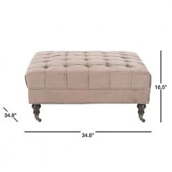 Clark Beige Accent Ottoman by SAFAVIEH -Safavieh Sales Store mushroom taupe espresso safavieh ottomans mcr4654e 77 1000