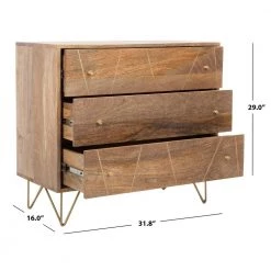Marigold 3-Drawer Brown Nightstand Chest by SAFAVIEH -Safavieh Sales Store natural brass safavieh chest of drawers chs9001a 76 1000