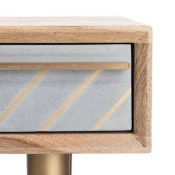 Leni 34.6 in. 1-Drawer Brown/Gray Writing Desk by SAFAVIEH -Safavieh Sales Store natural gray concrete brass legs safavieh writing desks dsk9003a fa 1000