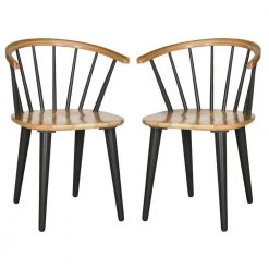 Blanchard Light Brown/Black Wood Dining Chair (Set of 2) by SAFAVIEH