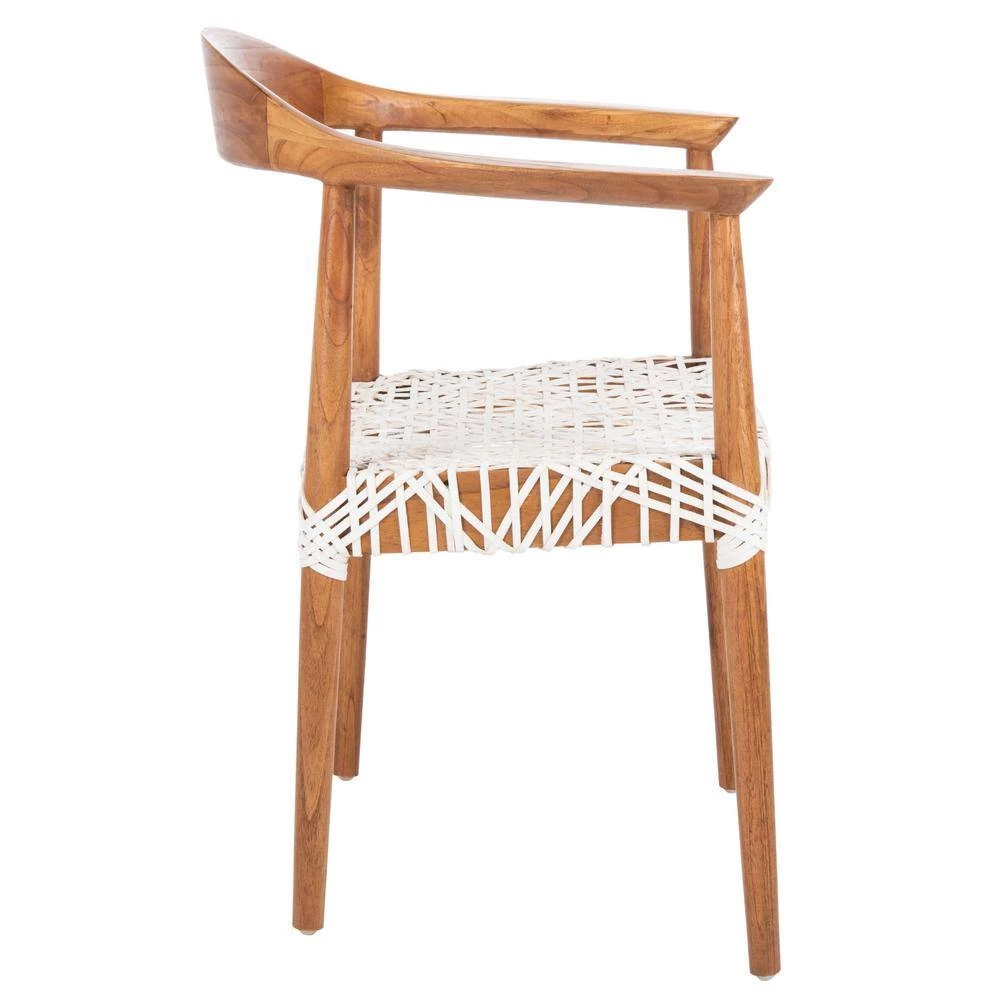 Juneau Light Brown Wood/White Leather Arm Chair by SAFAVIEH 9 Juneau Light Brown Wood/White Leather Arm Chair by SAFAVIEH - Image 7