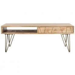 Marigold 43 in. Beige Wood Coffee Table with Drawers by SAFAVIEH