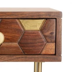 Raveena 34.6 in. Brown/Gold Wood 1-Drawer Writing Desk by SAFAVIEH -Safavieh Sales Store natural safavieh writing desks dsk9002a fa 1000