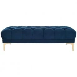 Zarya Navy/Brass Bench by SAFAVIEH