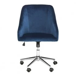 Adrienne Navy/Chrome Swivel Office Chair by SAFAVIEH