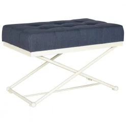 Cara Navy Upholstered Entryway Bench by SAFAVIEH -Safavieh Sales Store navy cream safavieh bedroom benches fox6227b 31 1000