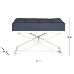 Cara Navy Upholstered Entryway Bench by SAFAVIEH -Safavieh Sales Store navy cream safavieh bedroom benches fox6227b 40 1000