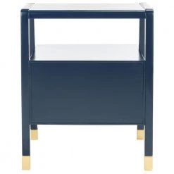 Cove 19 in. Navy/Gold Rectangle Wood Storage End Table by SAFAVIEH -Safavieh Sales Store navy gold safavieh end side tables acc6602a 1f 1000