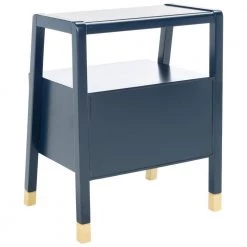 Cove 19 in. Navy/Gold Rectangle Wood Storage End Table by SAFAVIEH -Safavieh Sales Store navy gold safavieh end side tables acc6602a 44 1000