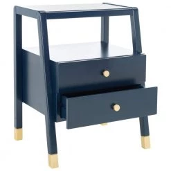 Cove 19 in. Navy/Gold Rectangle Wood Storage End Table by SAFAVIEH -Safavieh Sales Store navy gold safavieh end side tables acc6602a 4f 1000
