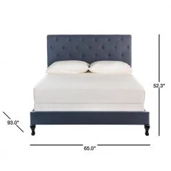 Hathaway Navy Queen Upholstered Bed by SAFAVIEH 10 Hathaway Navy Queen Upholstered Bed by SAFAVIEH -Safavieh Sales Store navy safavieh panel beds fox6214c q 40 1000