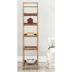 Asher 71.3 in. Brown Wood 5-shelf Bookcase by SAFAVIEH