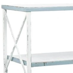 Chandra 34 in. 2-Drawer Blue/Off-White Wood Console Table by SAFAVIEH -Safavieh Sales Store pale blue white smoke safavieh console tables amh6551a 44 1000