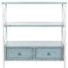Chandra 34 in. 2-Drawer Blue/Off-White Wood Console Table by SAFAVIEH -Safavieh Sales Store pale blue white smoke safavieh console tables amh6551a 64 1000